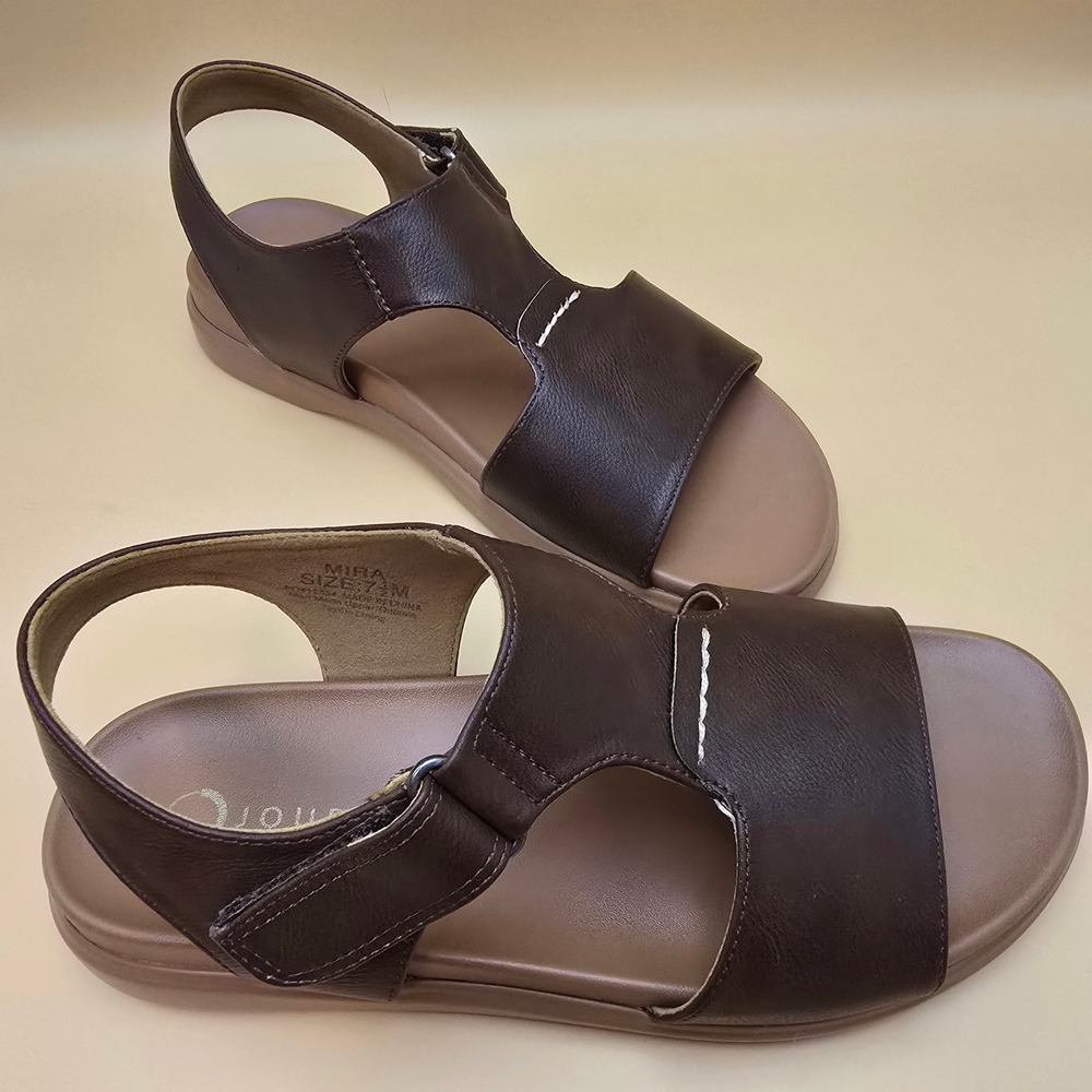 Journee Collection Mira Slingback Sandals Womens 7.5M Brown Faux Leather Flats